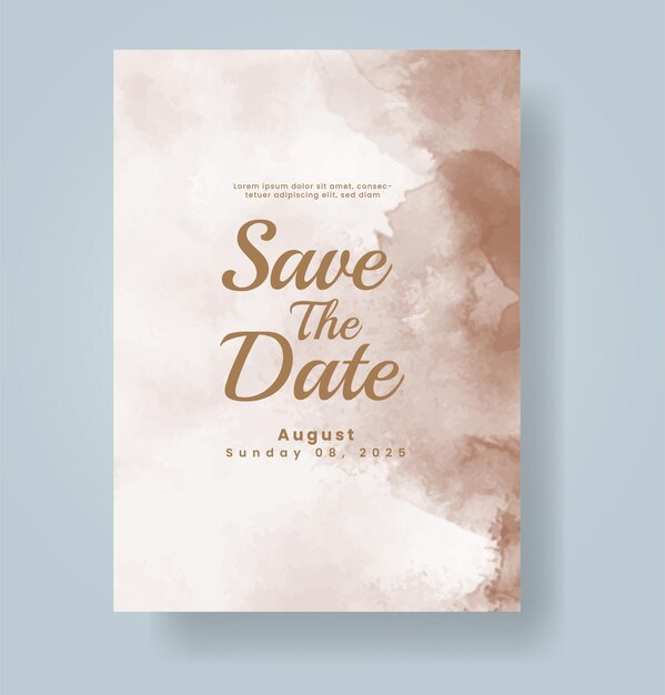 Invitación de boda con fondo de acuarela con salpicaduras abstractas