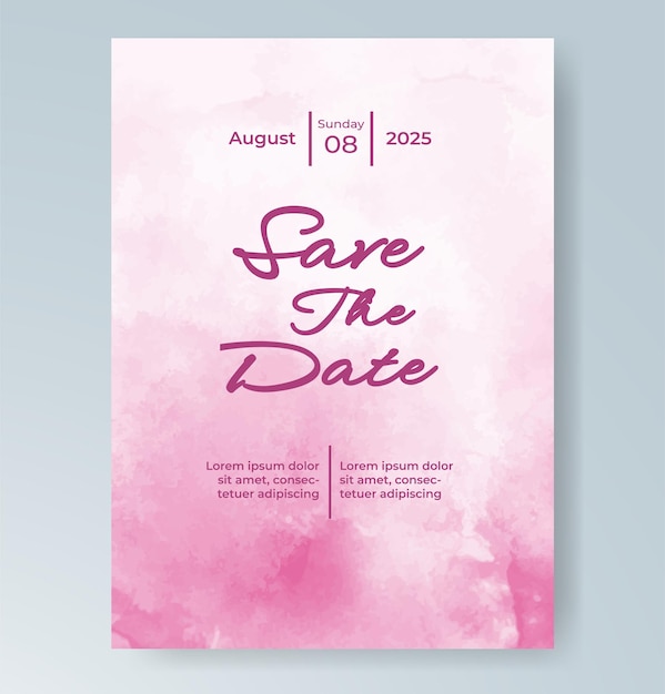 Invitación de boda con fondo de acuarela con salpicaduras abstractas