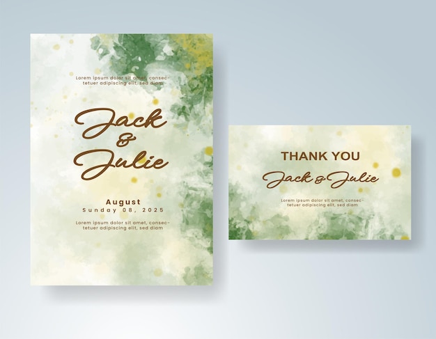 Invitación de boda con fondo de acuarela con salpicaduras abstractas