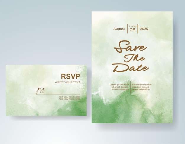 Invitación de boda con fondo de acuarela con salpicaduras abstractas