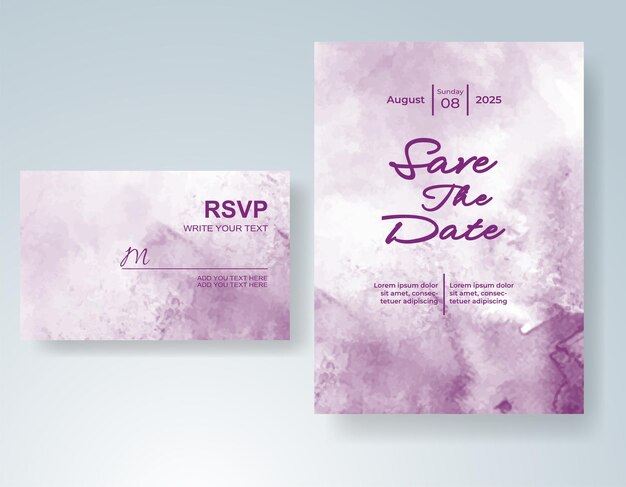 Invitación de boda con fondo de acuarela con salpicaduras abstractas