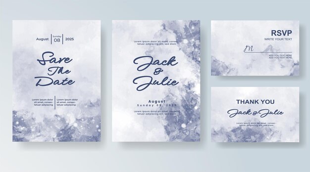Invitación de boda con fondo de acuarela con salpicaduras abstractas