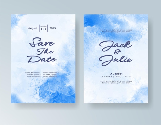 Invitación de boda con fondo de acuarela con salpicaduras abstractas