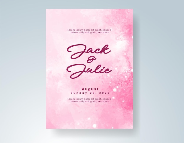 Invitación de boda con fondo de acuarela con salpicaduras abstractas