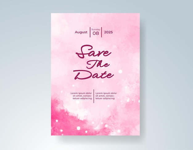 Invitación de boda con fondo de acuarela con salpicaduras abstractas