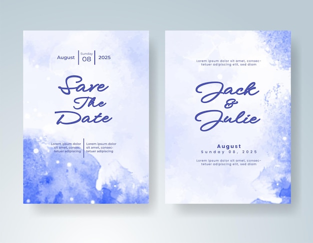 Invitación de boda con fondo de acuarela con salpicaduras abstractas