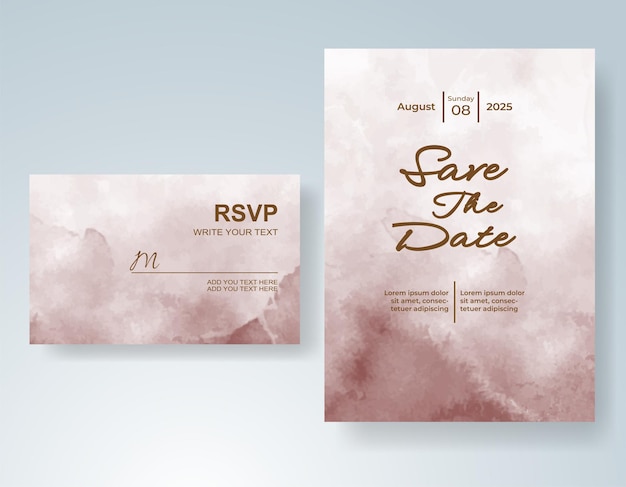 Invitación de boda con fondo de acuarela con salpicaduras abstractas
