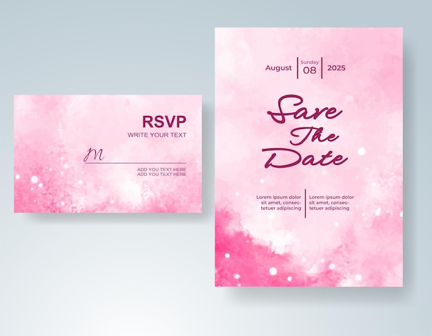 Invitación de boda con fondo de acuarela con salpicaduras abstractas