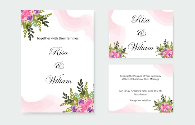 Invitación de boda con fondo floral