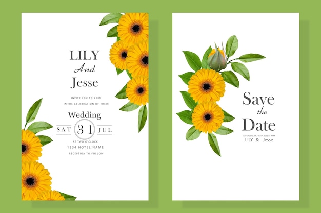 Invitación de boda con girasoles