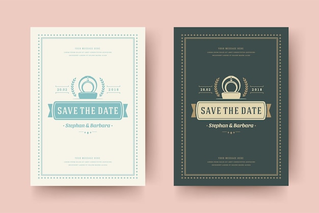 Invitación de boda guardar la tarjeta de fecha tipográfica elegante plantilla ilustración vectorial
