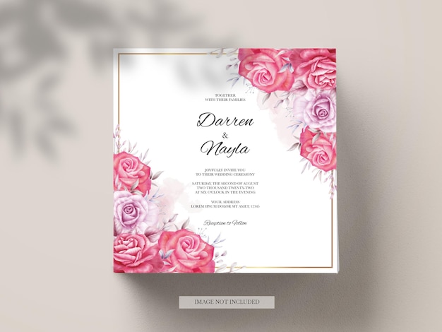 Invitación de boda hermosa con adorno rosa