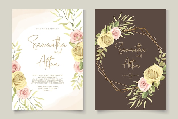 Invitación de boda hermosa mano dibujo con diseño floral