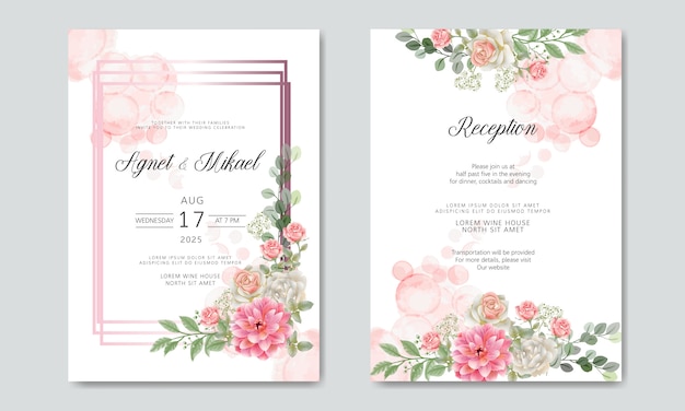 Invitación de boda hermosa y romántica