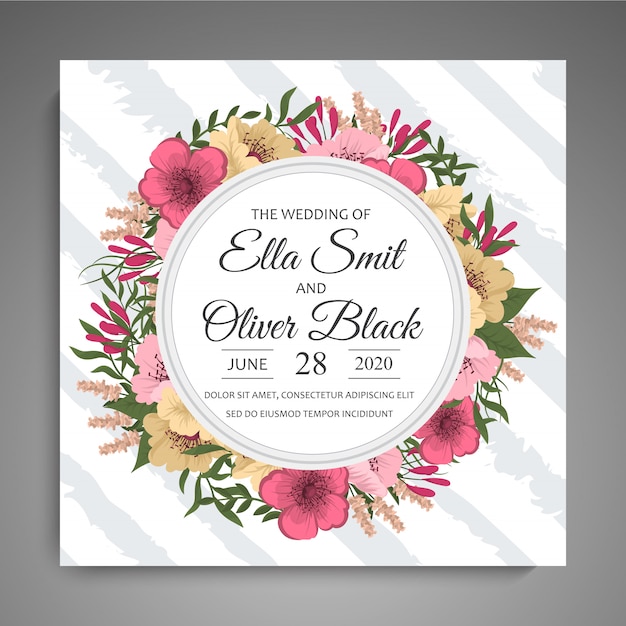 Invitación de boda. Hermosas flores. Tarjeta de felicitación. Cuadro.