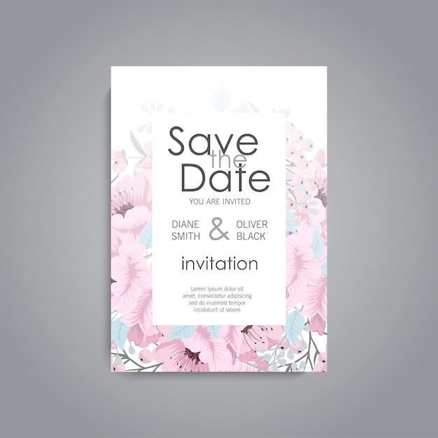 Invitación de boda. hermosas flores. tarjeta de felicitación. cuadro.