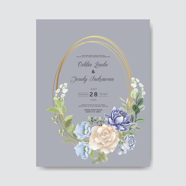 Invitación de boda con hermosas flores