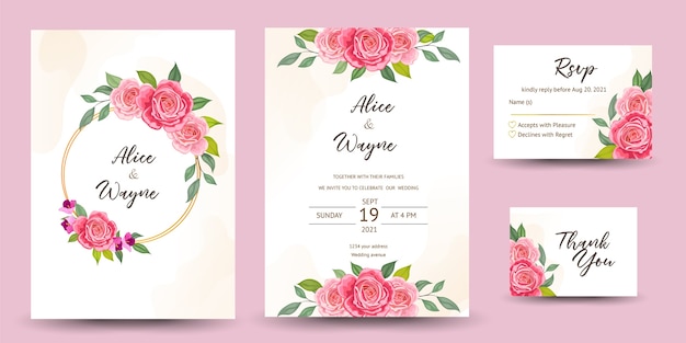 invitación de boda con hermosas flores