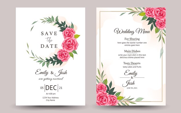 invitación de boda con hermosas flores