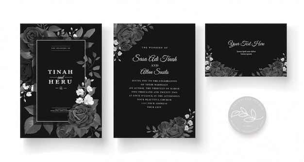 Invitación de boda con un hermoso diseño de decoración floral