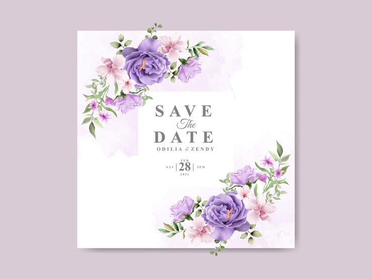 invitación de boda con hermoso diseño floral de acuarela