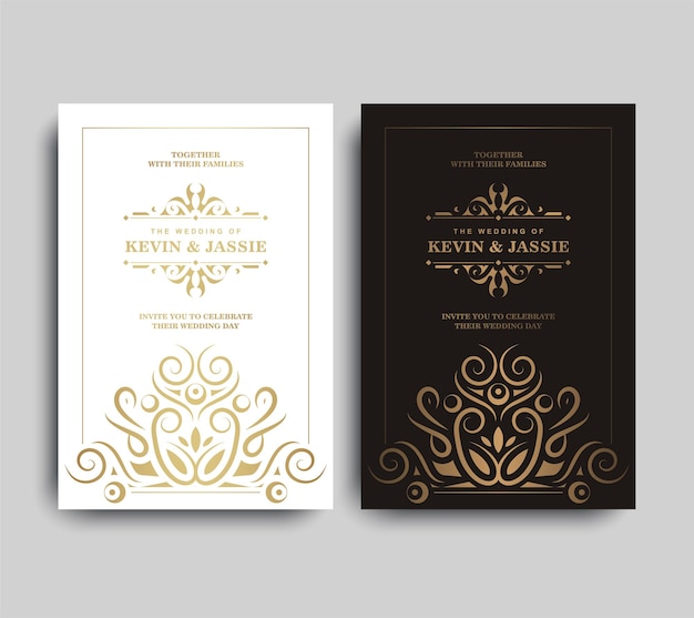 invitación de boda de lujo con adornos de oro