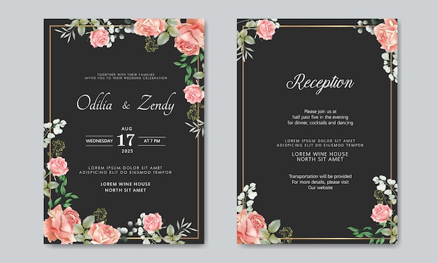 Invitación de boda con lujo y belleza floral