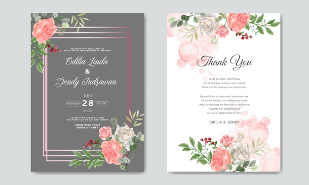 Invitación de boda con lujo y belleza floral
