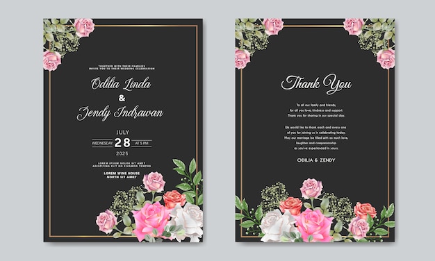 Invitación de boda con lujo y belleza floral