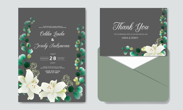 Invitación de boda con lujo y belleza floral