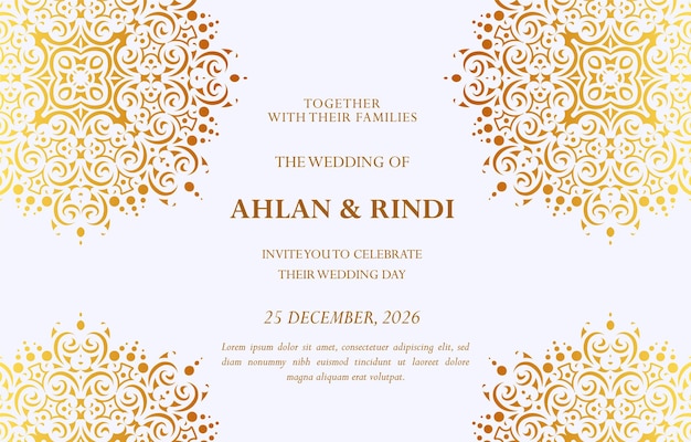 Invitación de boda de lujo en mandala