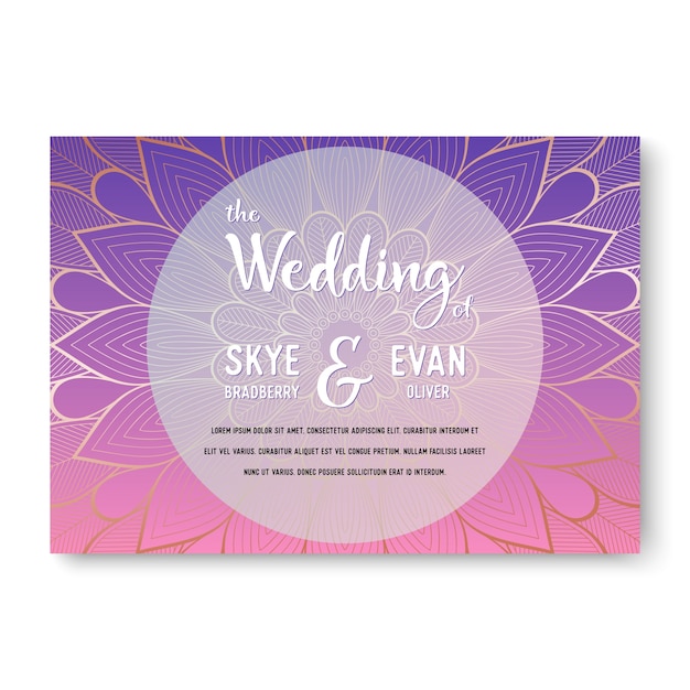 Invitación de boda de lujo vectorial con mandala