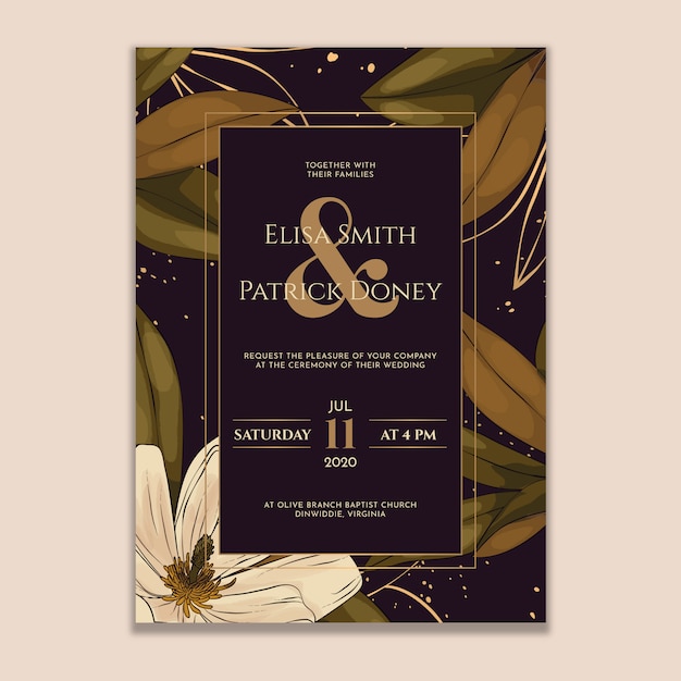 Invitación de boda de magnolia