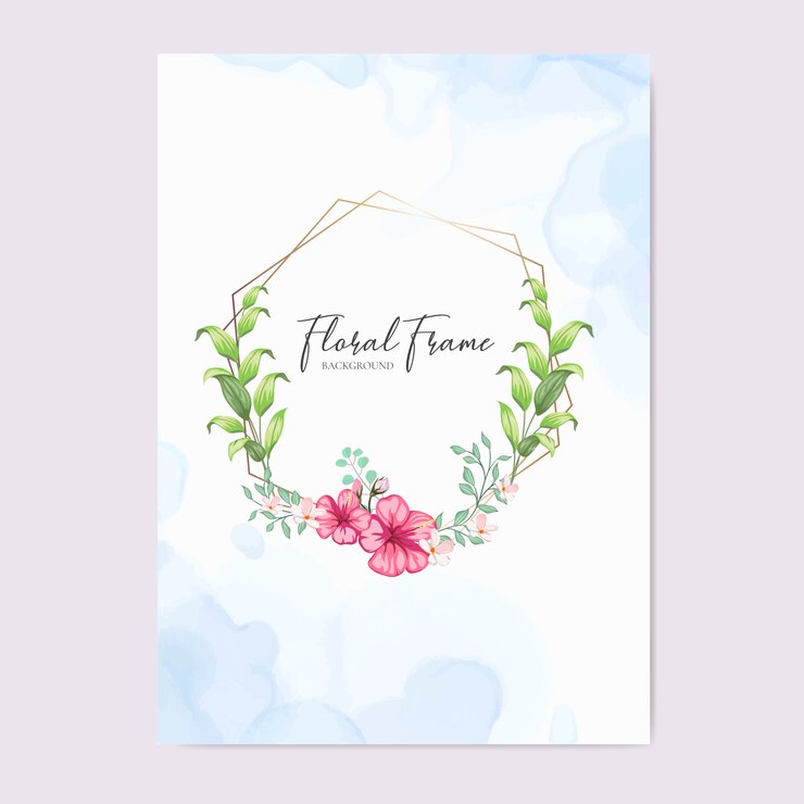 Invitación de boda con marco floral