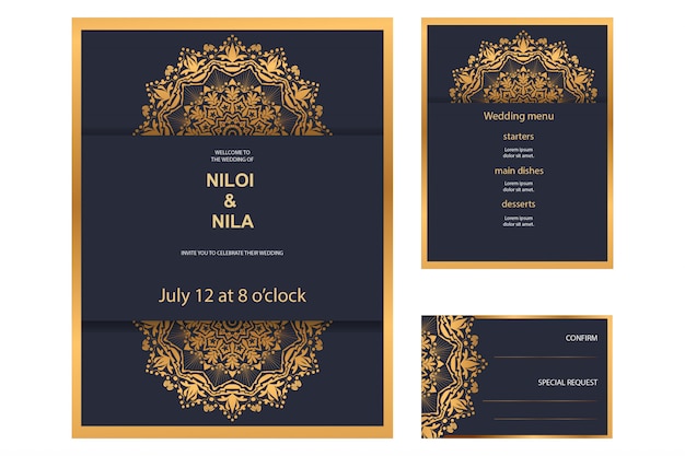 invitación de boda y menú