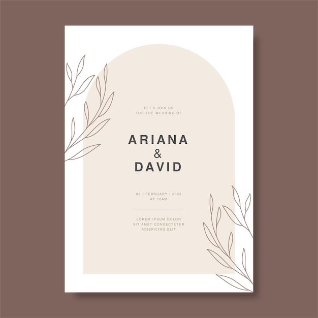 Invitación de boda mínima dibujada a mano