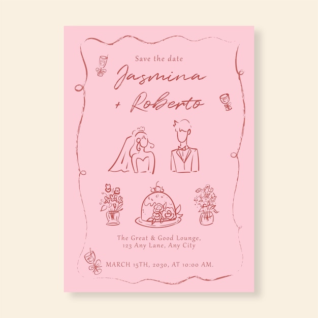 Invitación de boda minimalista monocromática Diseño elegante y atemporal para formal y atempado