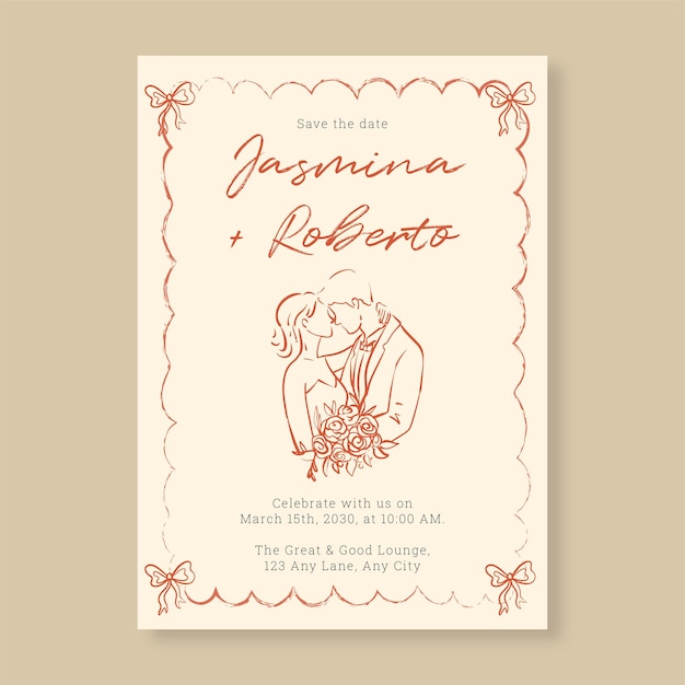 Invitación de boda minimalista monocromática Diseño elegante y atemporal para formal y atempado