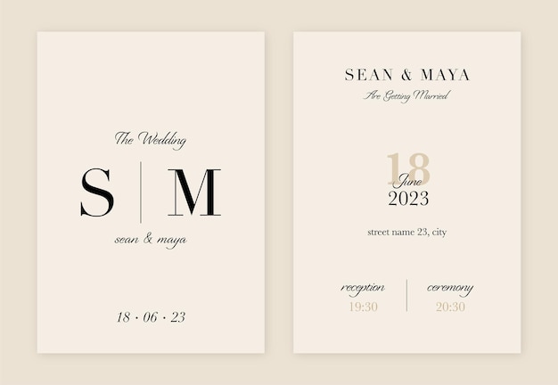 Invitación de boda minimalista