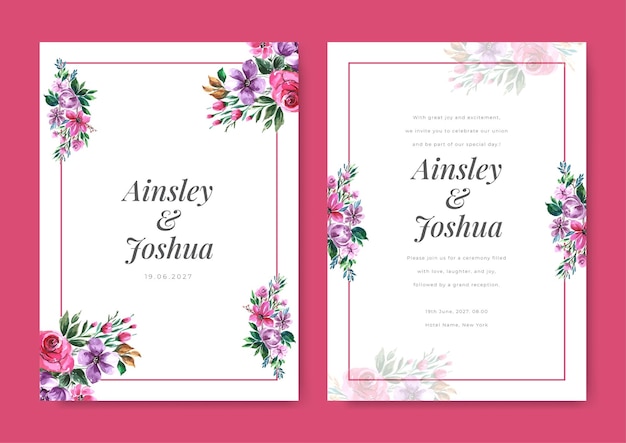 invitación de boda modelo de tarjeta de juego con verdor acuarela dejar y rama
