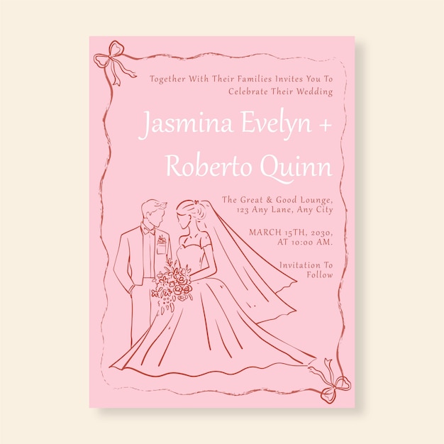 Invitación de boda moderna caprichosa Estética limpia y alegre para una celebración divertida y elegante