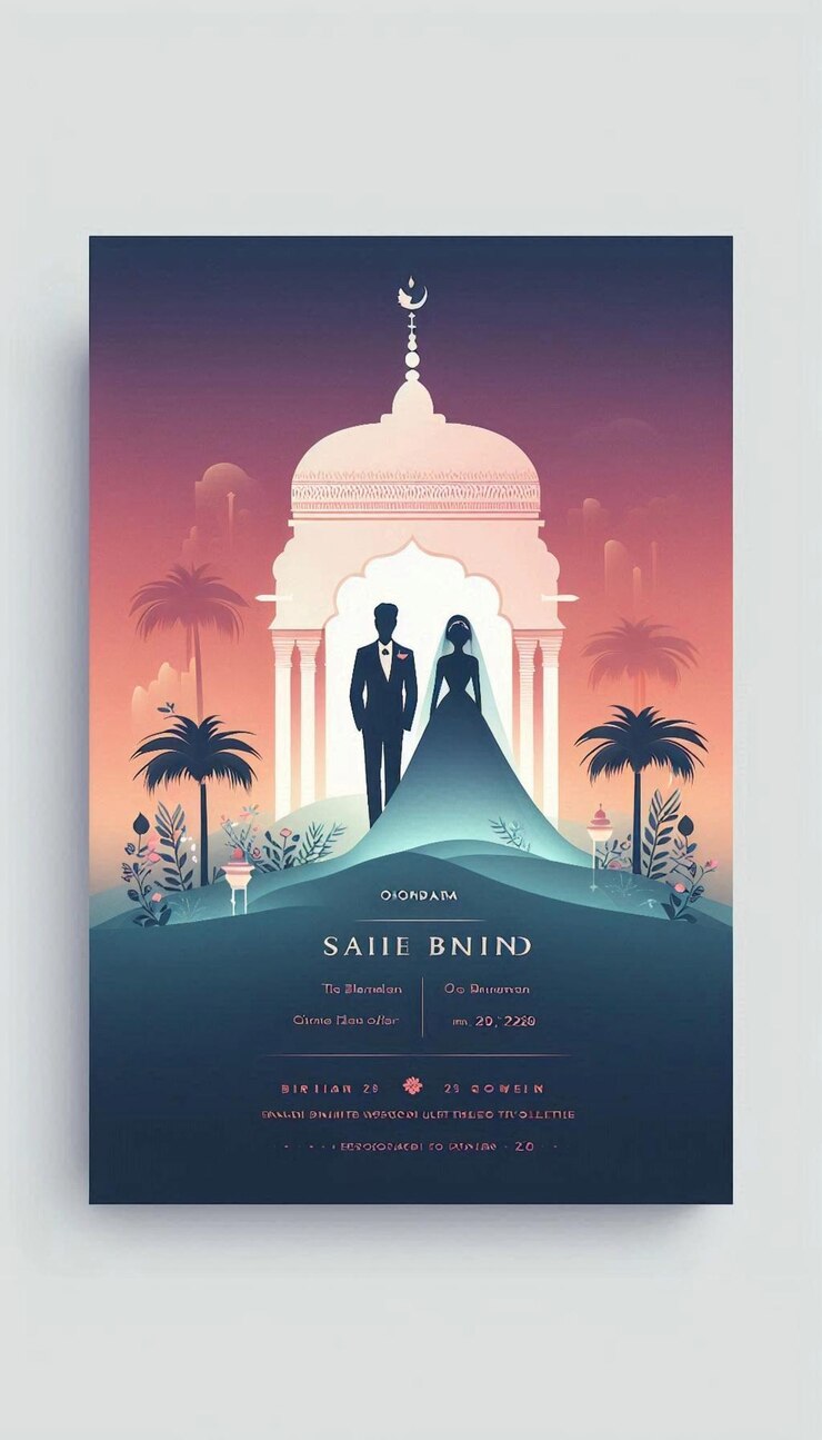 una invitación de boda para la novia y el novio