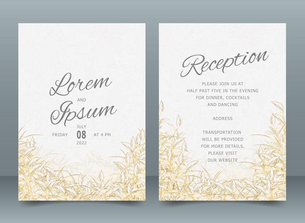 Invitación de boda de oro elegante