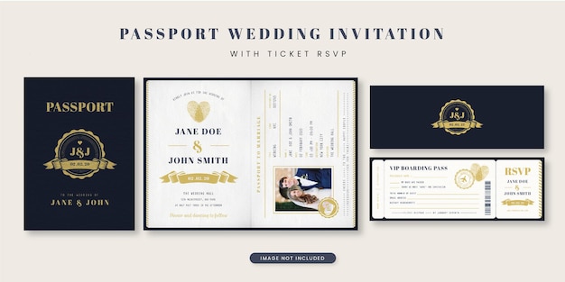 Invitación de boda de pasaporte