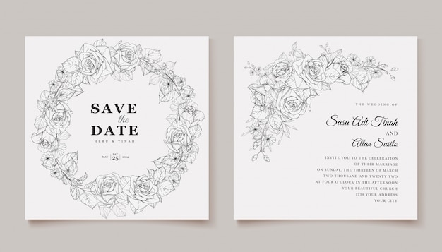 invitación de boda con plantilla de diseño elegante