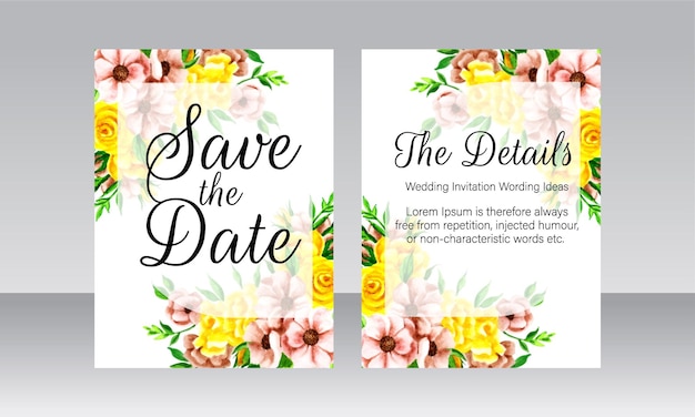 invitación de boda con plantilla de diseño elegante
