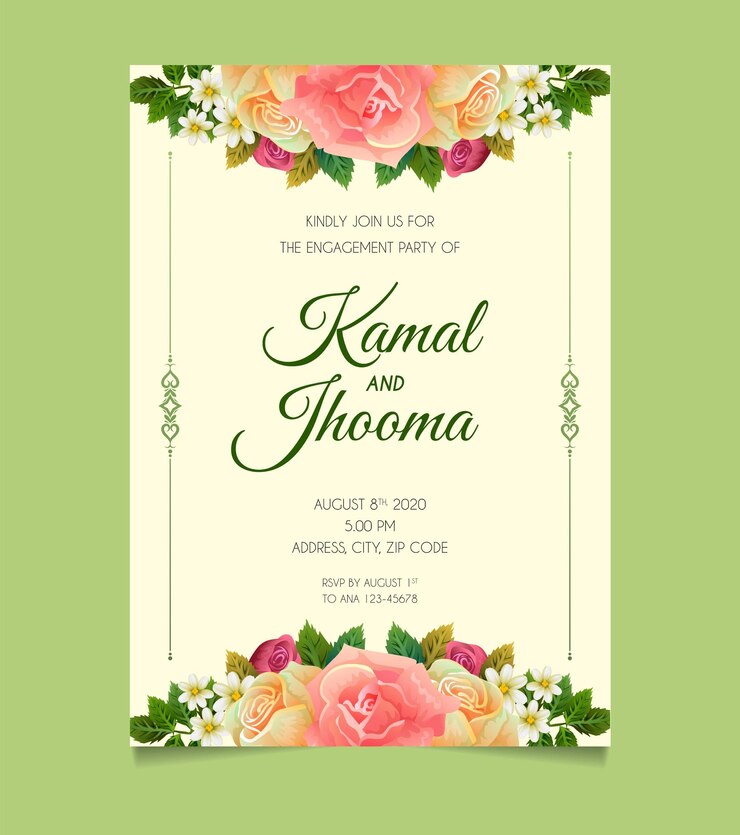 invitación de boda con plantillas de flores azules