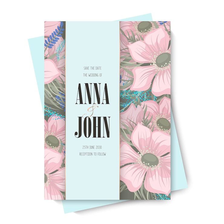Vector invitación de boda, reserva la fecha. plantilla de diseño.