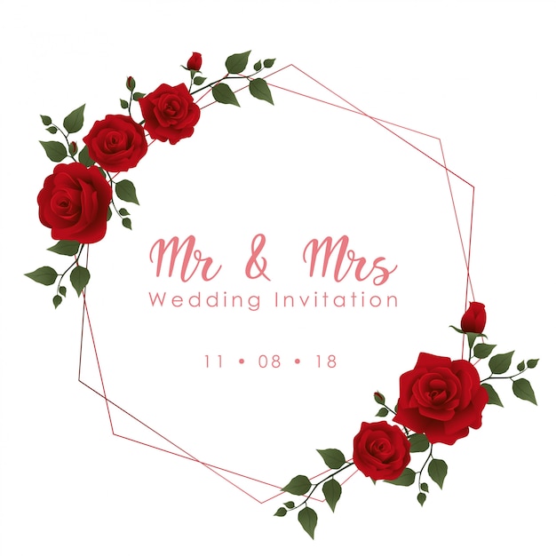 Invitación de boda rosa roja