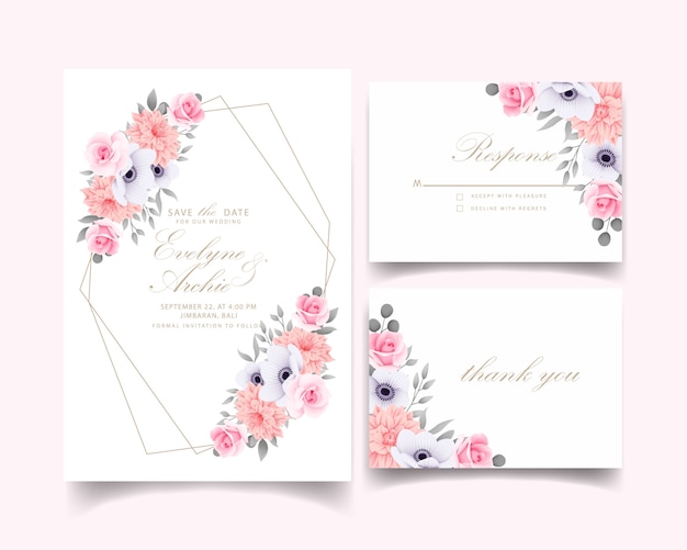 Invitación de boda con rosas